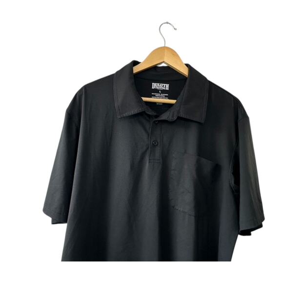 Duluth Trading Co. Black Short Sleeve Polo Shirt Mens Large Polyester Blend New - Picture 2 of 3